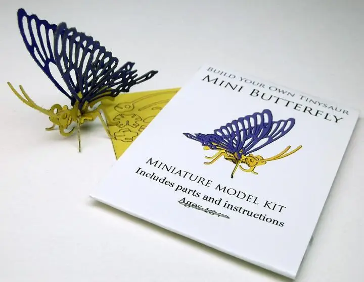 Butterfly miniature skeleton model with instructions and packaging by Tinysaur.us