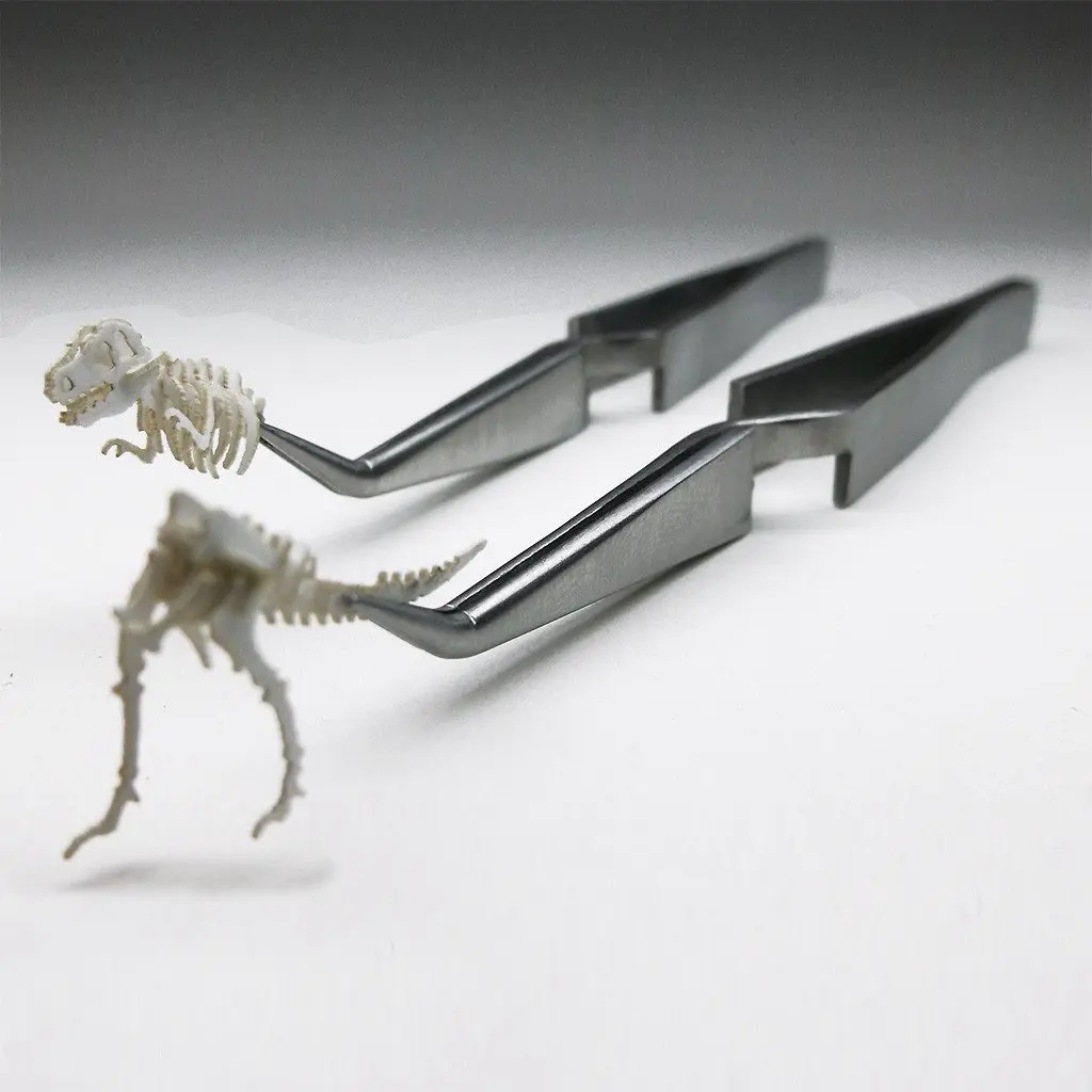 Cross lock stainless steel tweezers are like a third hand for building Tinysaur models