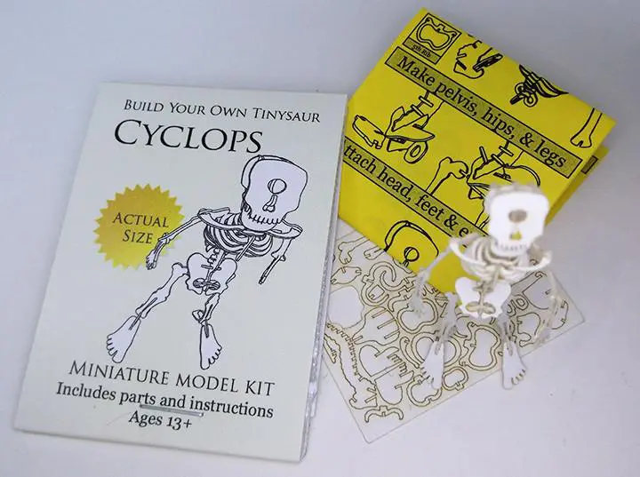 Cyclops miniature skeleton model with laser-cut bones and instructions by Tinysaur.us