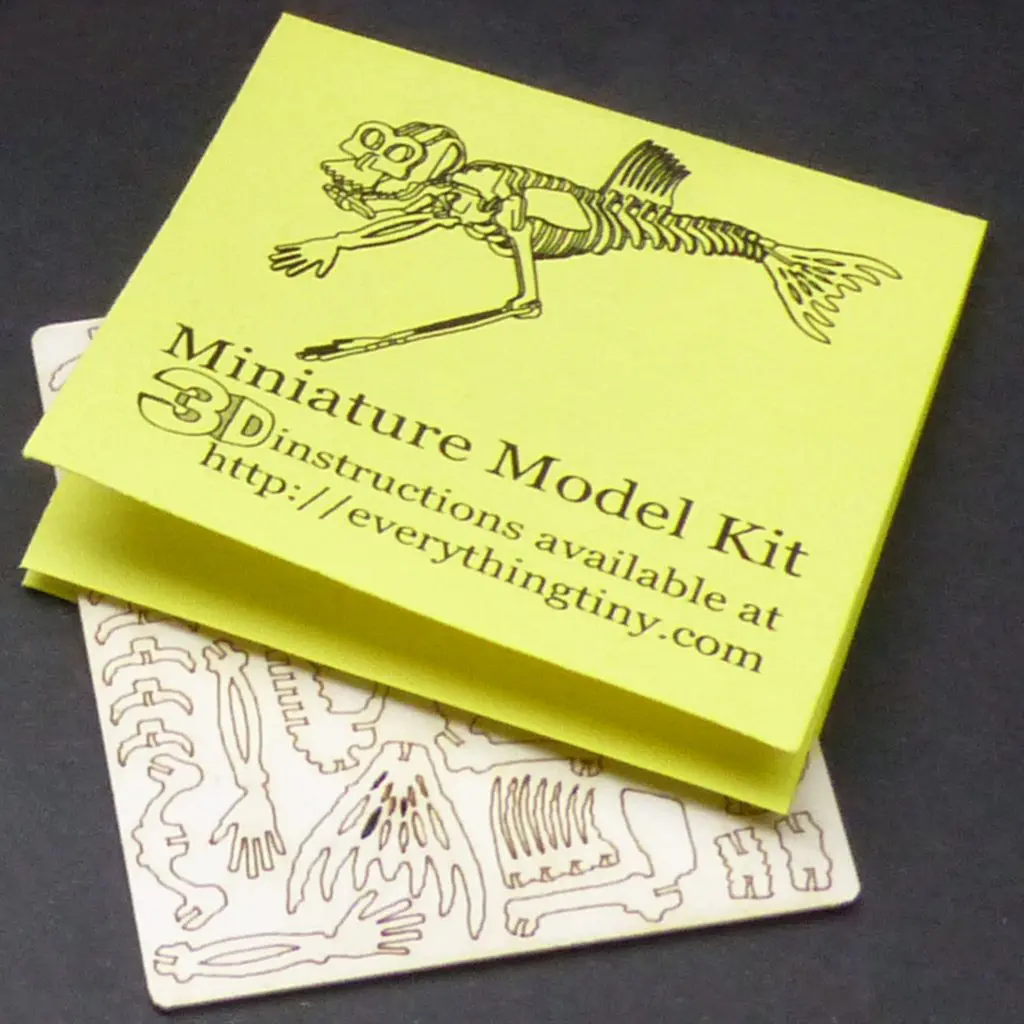 Fiji Mermaid miniature skeleton model with laser cut bones and instructions by Tinysaur.us