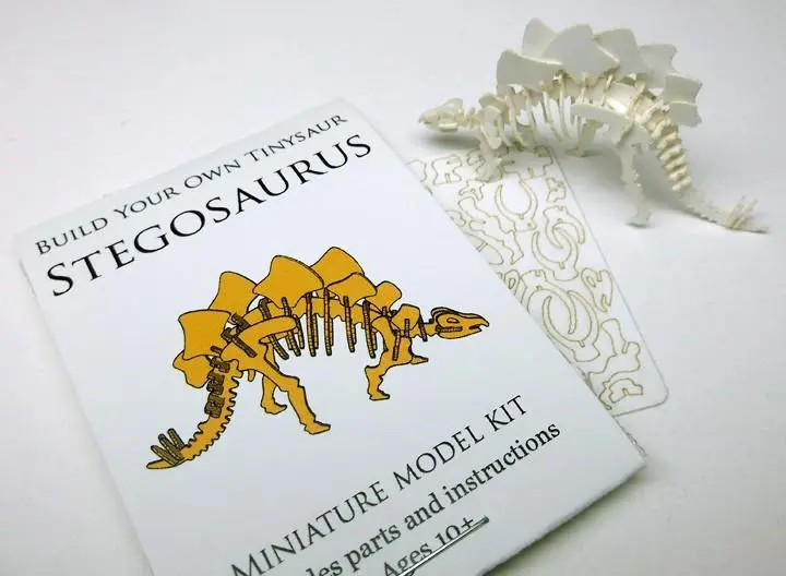 Stegosaurus miniature skeleton model with laser-cut bones and instructions by Tinysaur.us