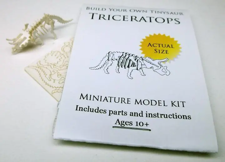 Triceratops miniature skeleton model with laser-cut bones and instructions by Tinysaur.us