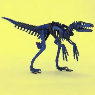 Blue Velociraptor miniature skeleton model