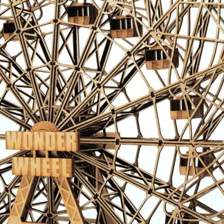 14" tall Wood Wonder Wheel model sculpture close up by everythingtiny.com
