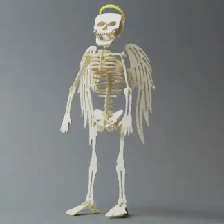 Assembled Angel bare bones miniature skeleton Tinysaur model