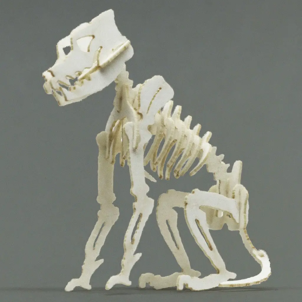 Assembled Canine miniature skeleton model by Tinysaur.us