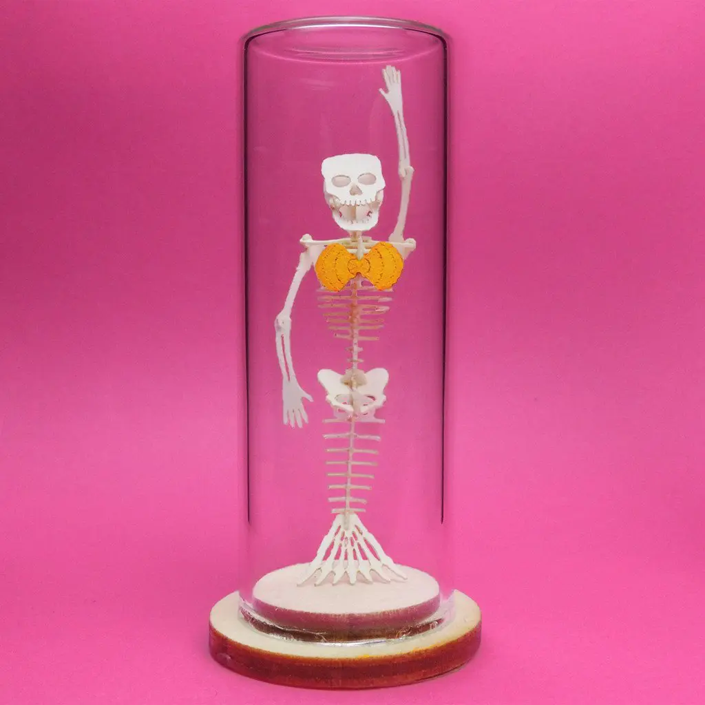 Mermaid All-in-one miniature skeleton model kit with glass display dome by Tinysaur.us
