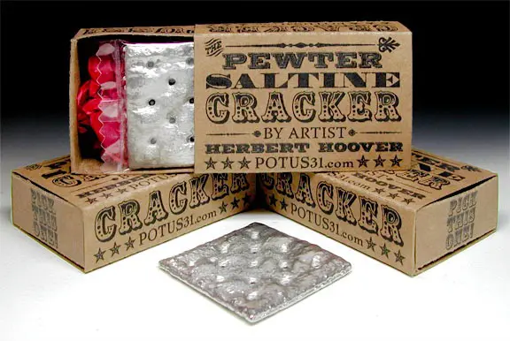 Pewter Saltine Cracker Sculpture in gift box