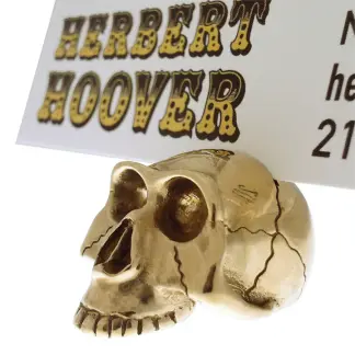 Small Brass Skull Placecard Holder